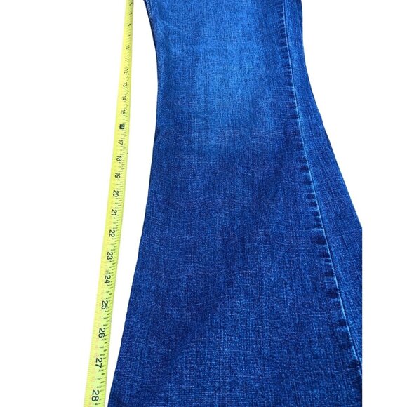 Levis Jeans Blue Stretch Low Rise Waistband Y2K Flare No Back Pockets Womens 8 - Picture 9 of 9